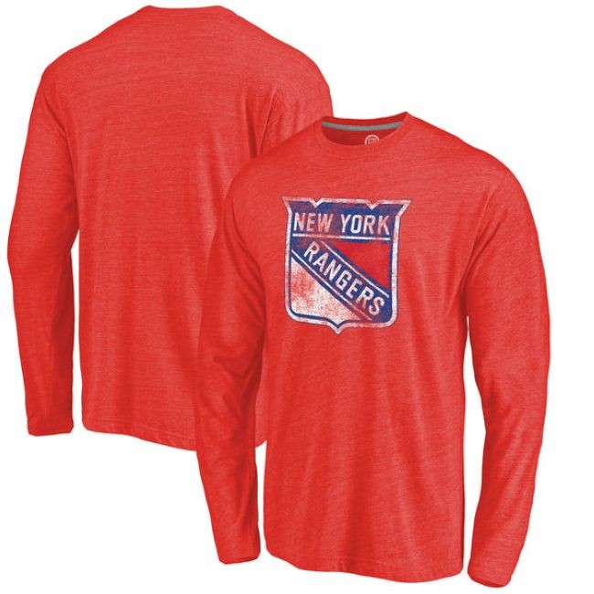 Tričko Primary Logo Tri-Blend Long Sleeve NYR - New York Rangers Trička