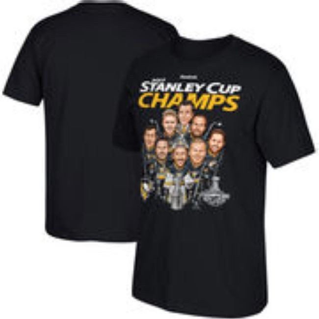 Tričko Reebok 2017 Stanley Cup Champions Caricature T-Shirt - Black Pittsburgh - Pittsburgh Penguins Trička
