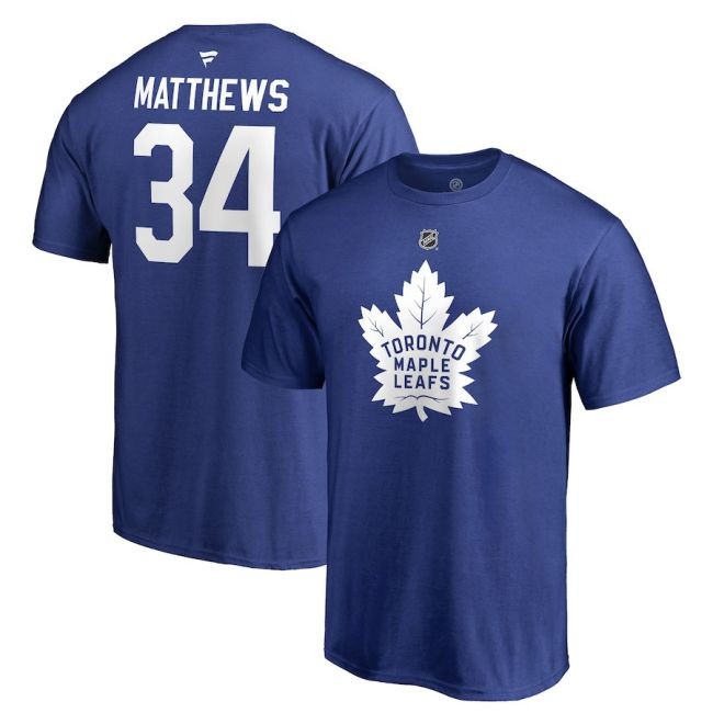 Dětské Tričko 34 Auston Matthews Stack Logo Name & Number Toronto - Toronto Maple Leafs Trička