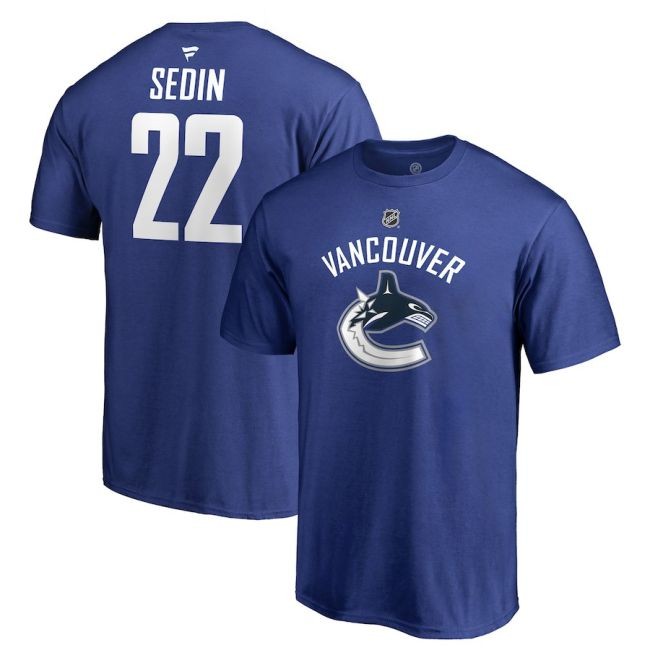Tričko 22 Daniel Sedin Stack Logo Name & Number Vancouver - Vancouver Canucks Trička