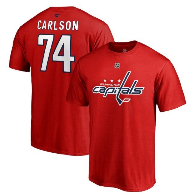 Tričko 74 John Carlson Stack Logo Name & Number Washington - Washington Capitals Trička