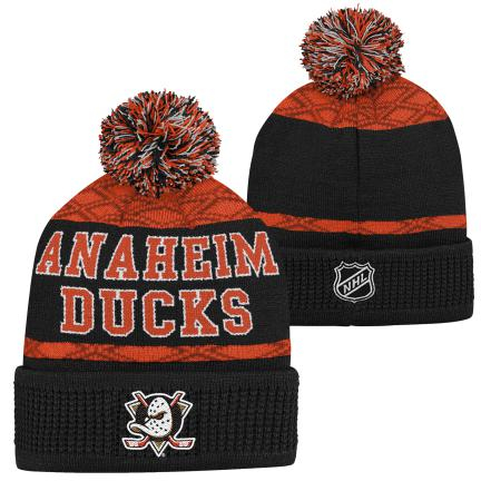 Anaheim Ducks dětská zimní čepice Puck Pattern Cuffed Pom - Anaheim Ducks dětské oblečení