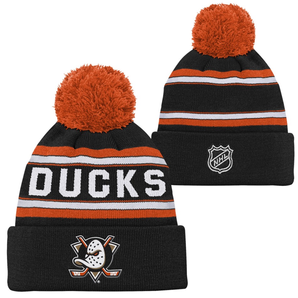 Anaheim Ducks dětská zimní čepice Jacquard Cuffed Knit With Pomeee - Anaheim Ducks dětské oblečení