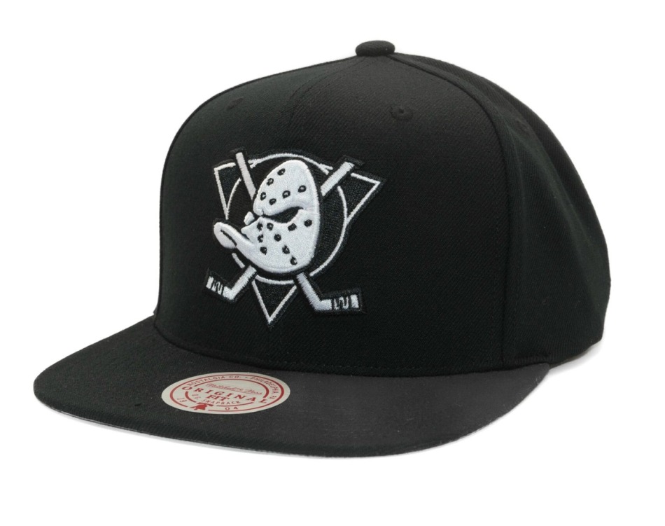 Anaheim Ducks čepice flat kšiltovka Evergreen Black White Snapback - Anaheim Ducks kšiltovky, čepice, rukavice