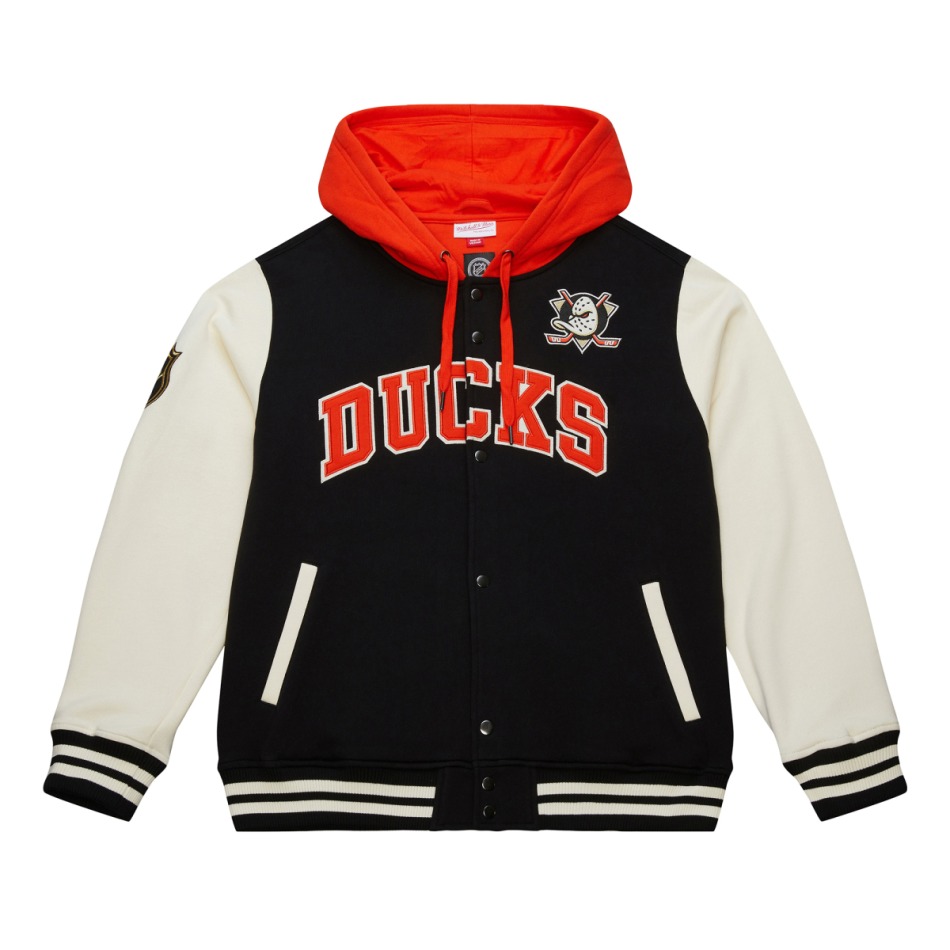 Anaheim Ducks pánská mikina s kapucí Courtside Fleece Button Front Current Logo