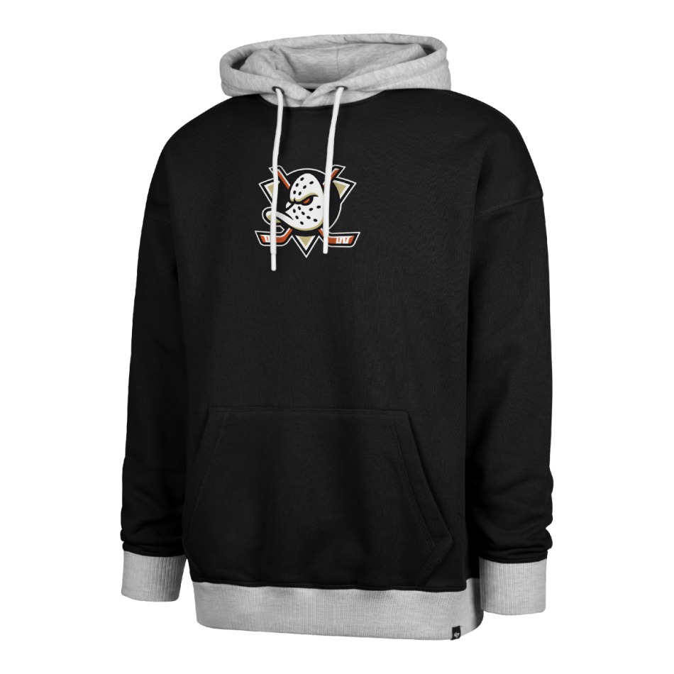 Anaheim Ducks pánská mikina s&nbsp;kapucí 47 Patch Drop Shoulder Hood black - Anaheim Ducks mikiny, bundy, kalhoty
