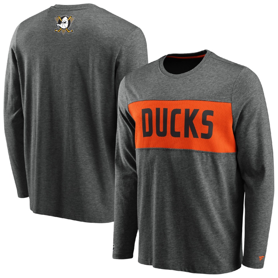 Anaheim Ducks pánské tričko s&nbsp;dlouhým rukávem Iconic Back to Basics Long Sleeve Shirt - Anaheim Ducks trička, polo trička, košile