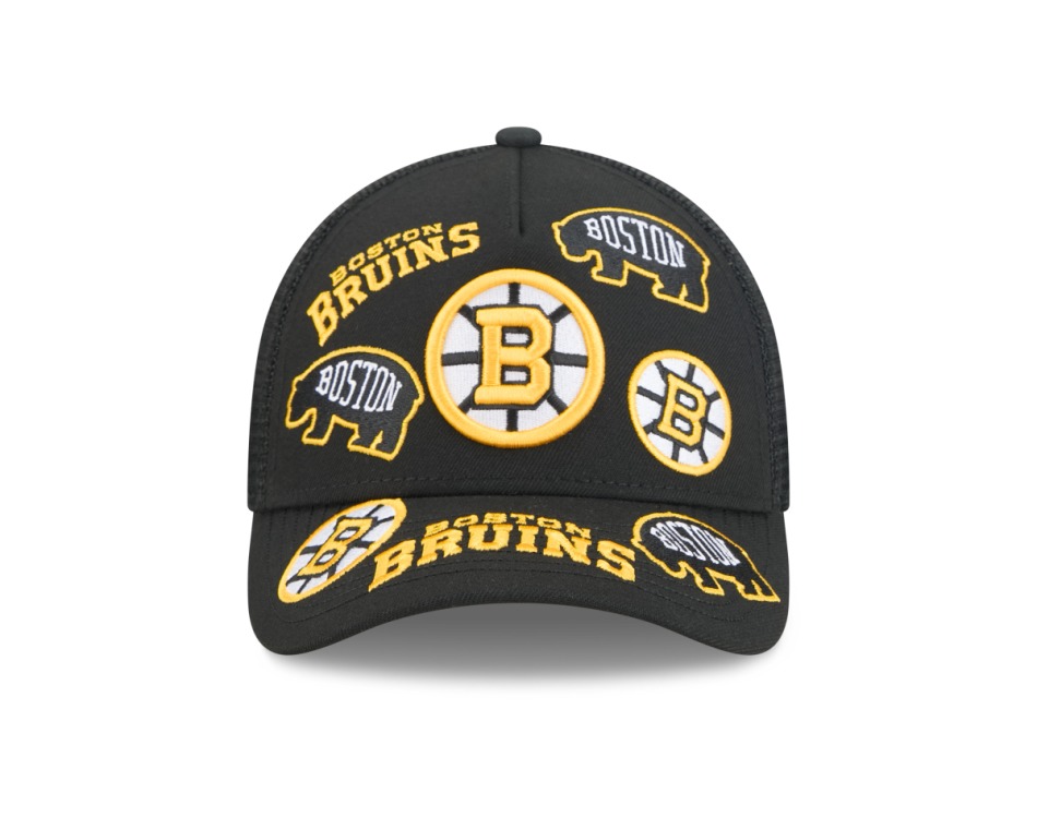 Boston Bruins čepice baseballová kšiltovka NHL 9FORTY M-Crown A-Frame Trucker All Over black - Boston Bruins kšiltovky, čepice, rukavice