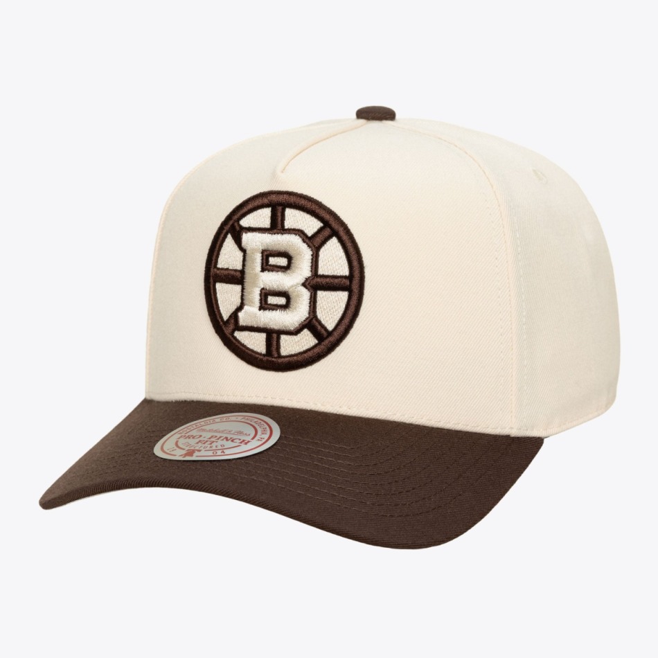 Boston Bruins čepice baseballová kšiltovka NHL Brown and Cream Pro Snapback - Boston Bruins kšiltovky, čepice, rukavice