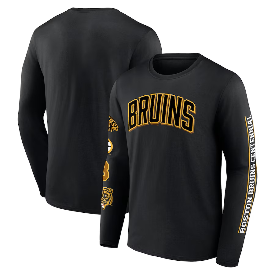 Boston Bruins pánské tričko s&nbsp;dlouhým rukávem Centennial black - Boston Bruins trička, polo trička, košile