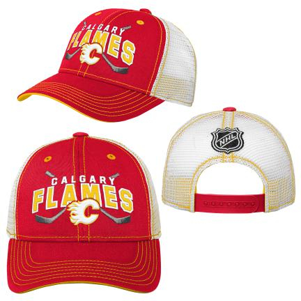 Calgary Flames dětská čepice baseballová kšiltovka Lockup Meshback Adj.
