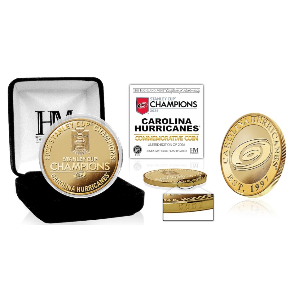 Carolina Hurricanes pamětní mince NHL 2026 Stanley Cup Champions Limited Edition Gold-Plated - Carolina Hurricanes stanley Cup 2026
