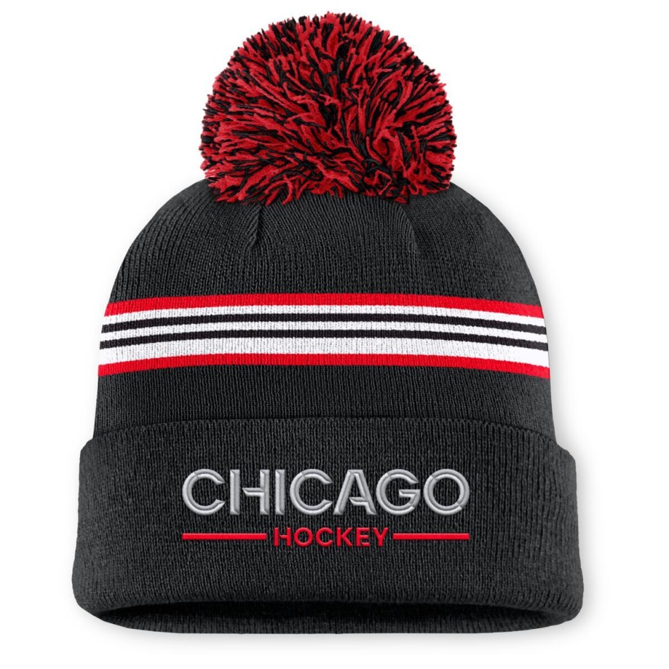 Chicago Blackhawks dámská zimní čepice Authentic Pro W/Cap Cuffed Pom Beanie - Chicago Blackhawks dámské oblečení