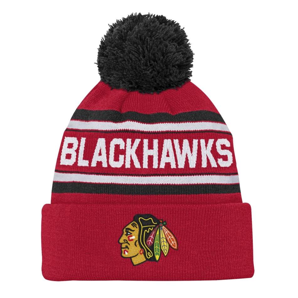 Chicago Blackhawks dětská zimní čepice NHL 3rd Jersey Jacquard Cuff Pom - Chicago Blackhawks dětské oblečení