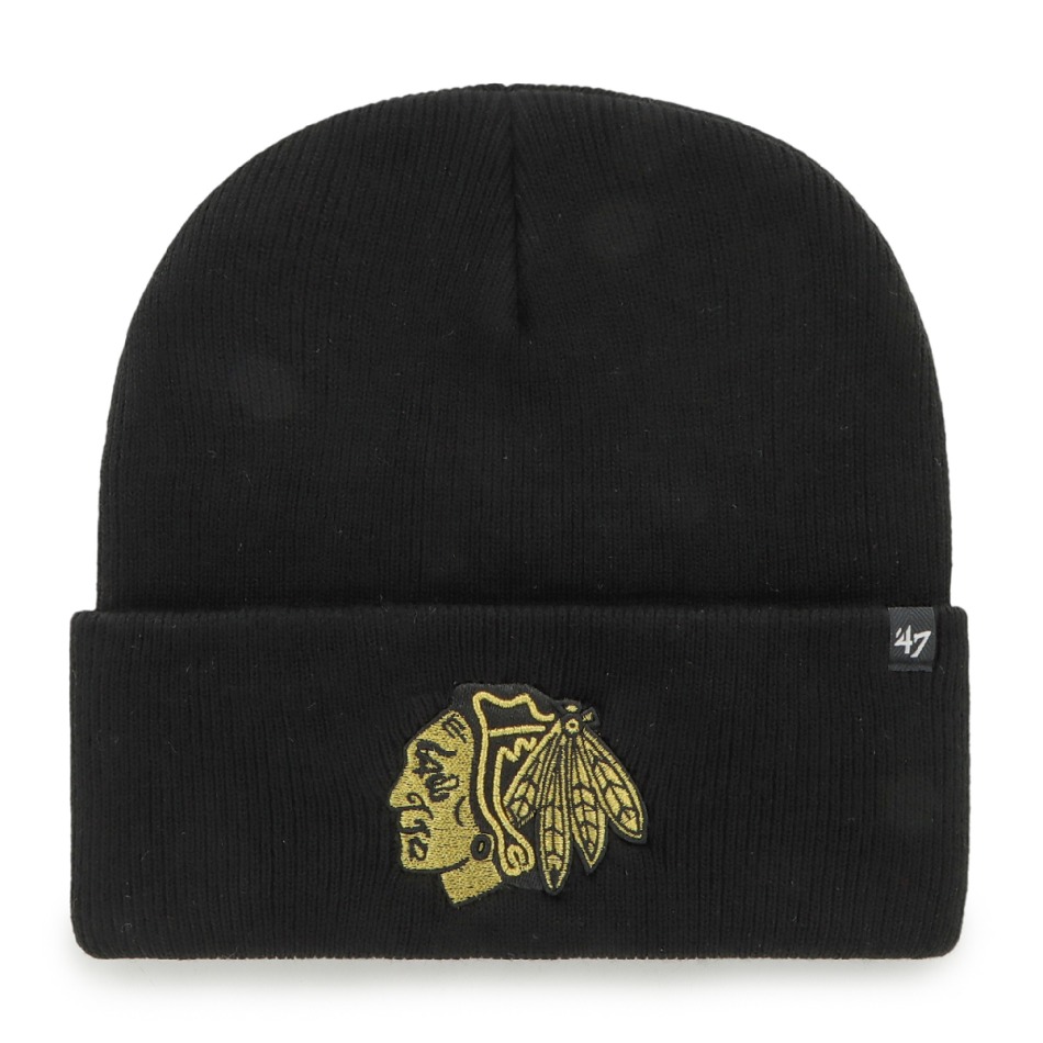 Chicago Blackhawks zimní čepice Haymaker Metallic 47 Cuff Knit Black - Chicago Blackhawks kšiltovky, čepice, rukavice