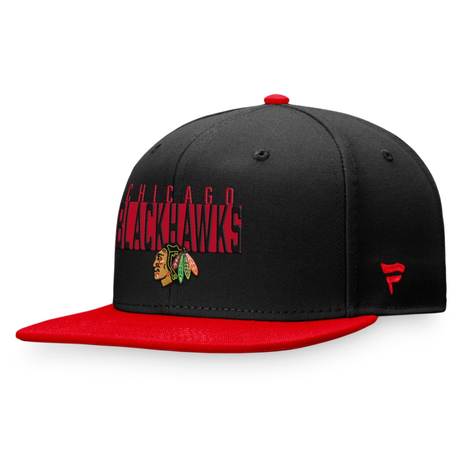 Chicago Blackhawks čepice flat kšiltovka Fundamental Color Blocked Snapback - Chicago Blackhawks kšiltovky, čepice, rukavice