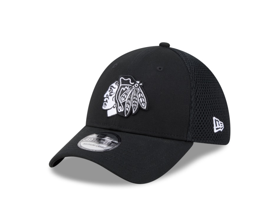 Chicago Blackhawks čepice baseballová kšiltovka NEW ERA 3930 neo black - Chicago Blackhawks kšiltovky, čepice, rukavice