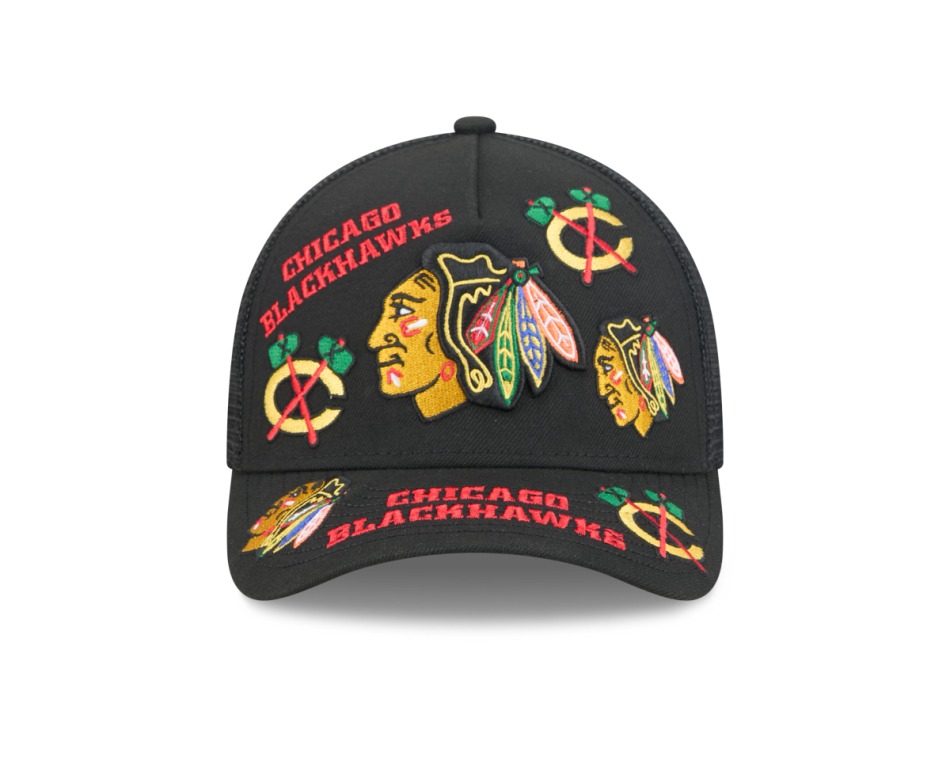 Chicago Blackhawks čepice baseballová kšiltovka NHL 9FORTY M-Crown A-Frame Trucker All Over - Chicago Blackhawks kšiltovky, čepice, rukavice