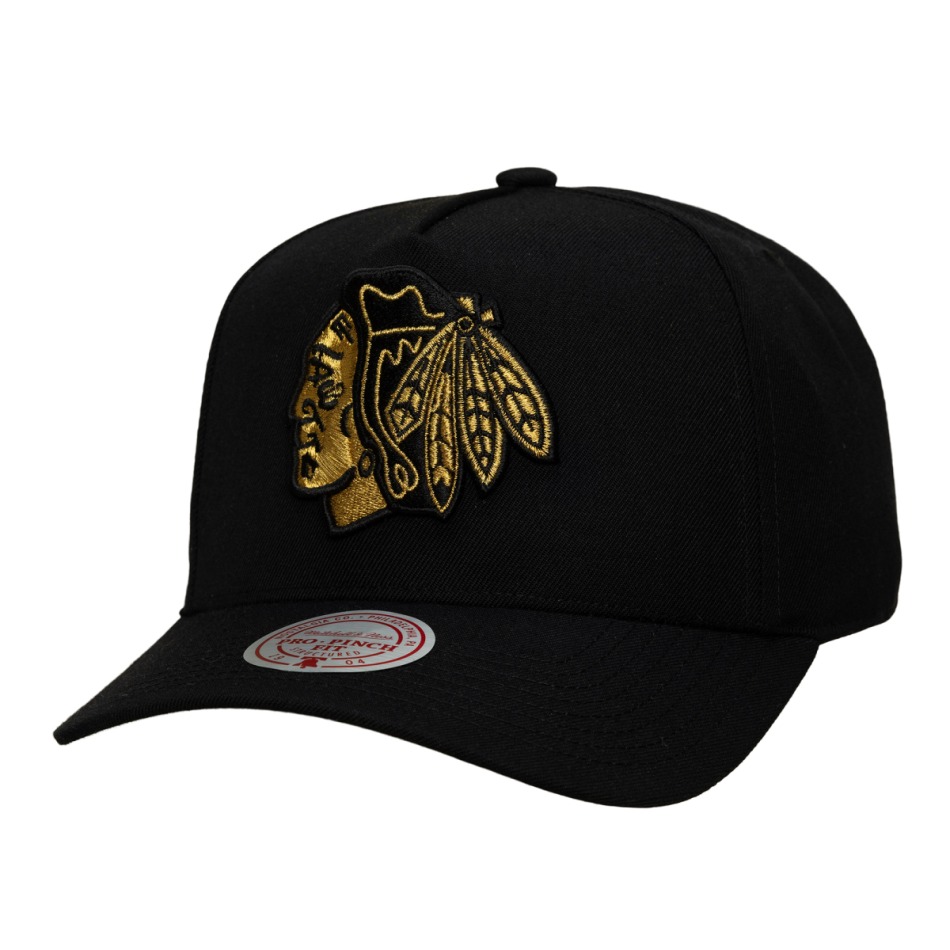 Chicago Blackhawks čepice baseballová kšiltovka NHL Black and Gold Pro Snapback - Chicago Blackhawks kšiltovky, čepice, rukavice