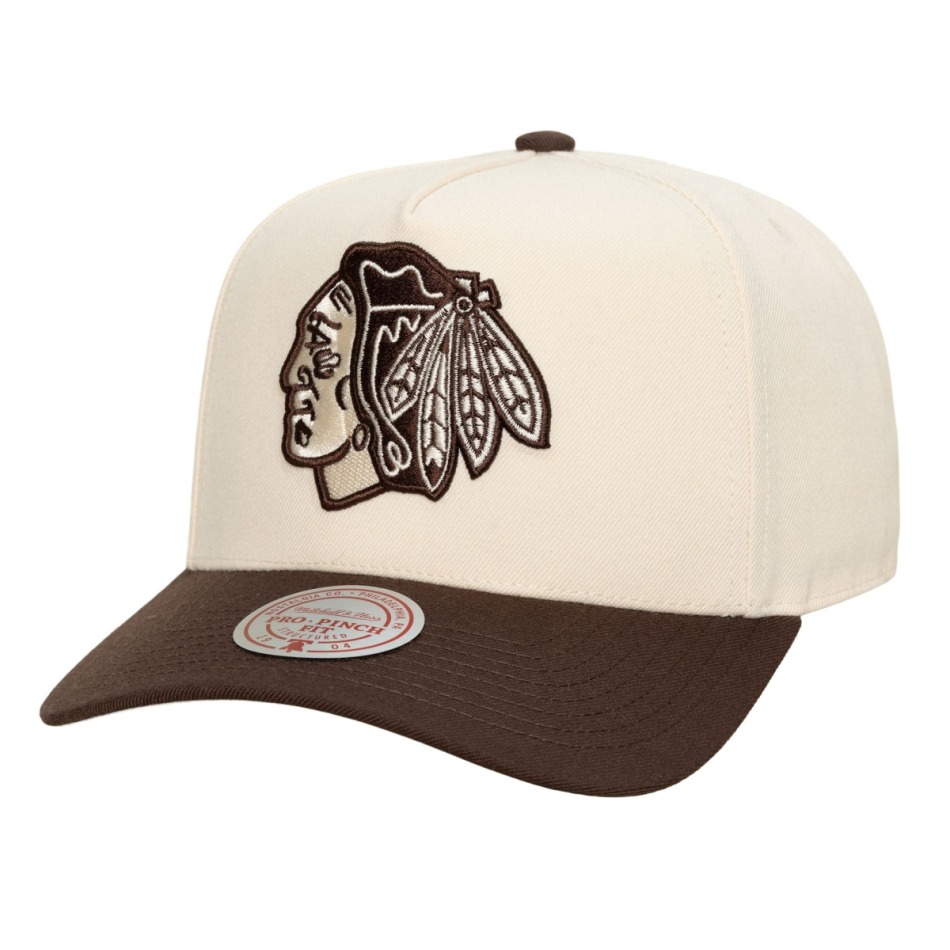 Chicago Blackhawks čepice baseballová kšiltovka NHL Brown and Cream Pro Snapback - Chicago Blackhawks kšiltovky, čepice, rukavice