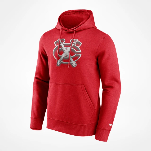 Chicago Blackhawks pánská mikina s&nbsp;kapucí Chrome Graphic Hoodie Athletic Red - Chicago Blackhawks mikiny, bundy, kalhoty