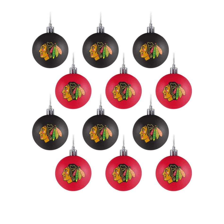 Chicago Blackhawks vánoční ozdoby NHL FOCO 12 Pack Ball Ornament Set
