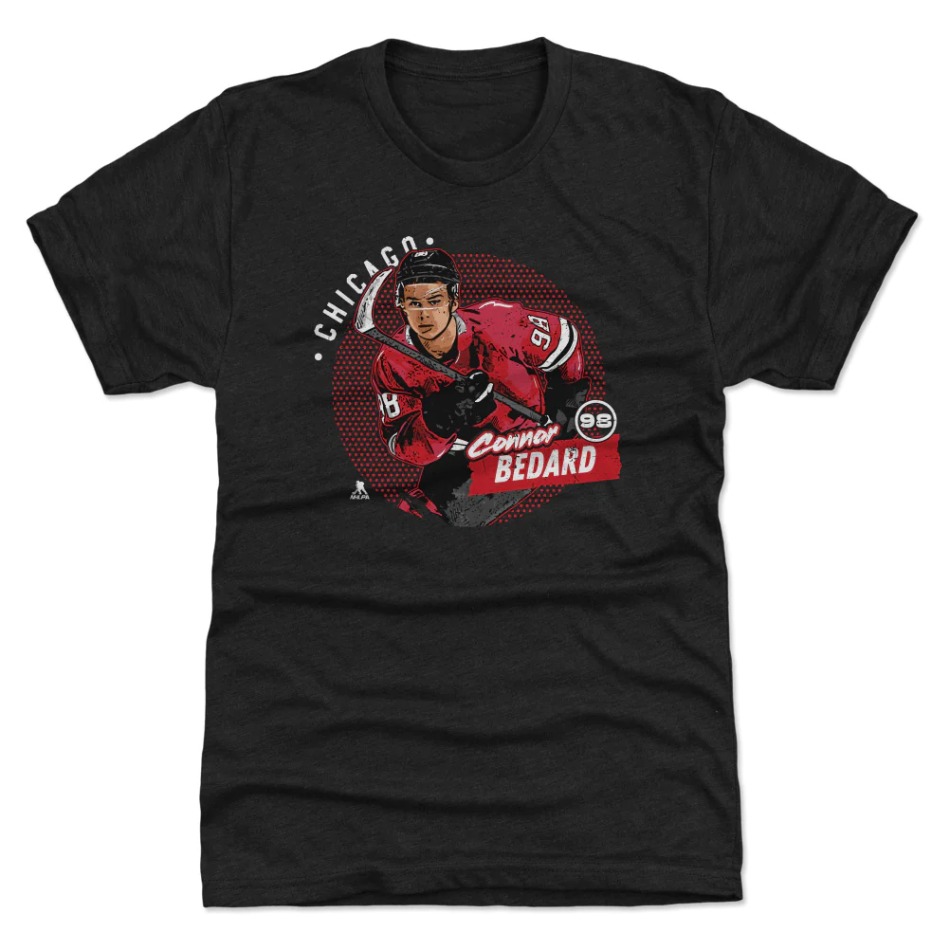 Chicago Blackhawks pánské tričko Bedard #98 Dots WHT 500 Level - Chicago Blackhawks trička, polo trička, košile