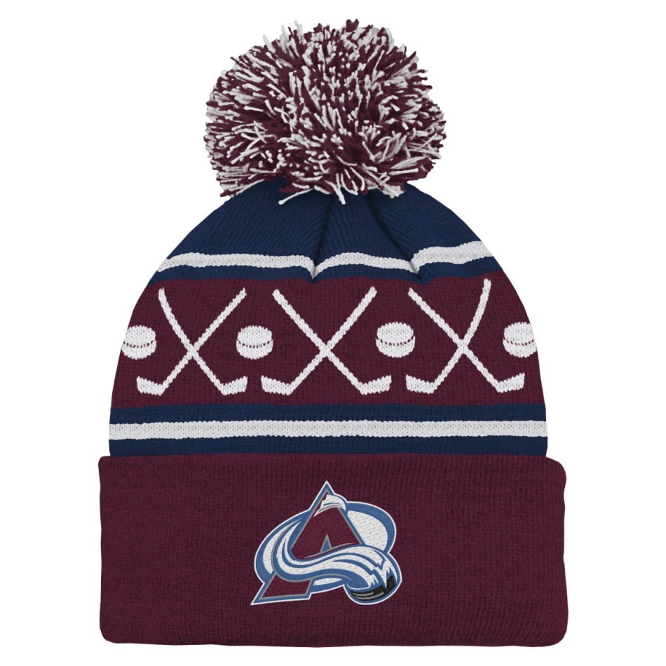 Dětská batolecí zimní čepice Colorado Avalanche NHL Face-Off Cuff Pom - Colorado Avalanche dětské oblečení