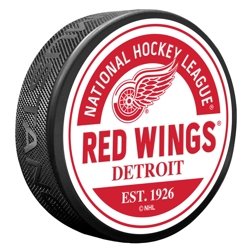 Puk Detroit Red Wings Block Textured Puck - Detroit Red Wings hokejové vybavení