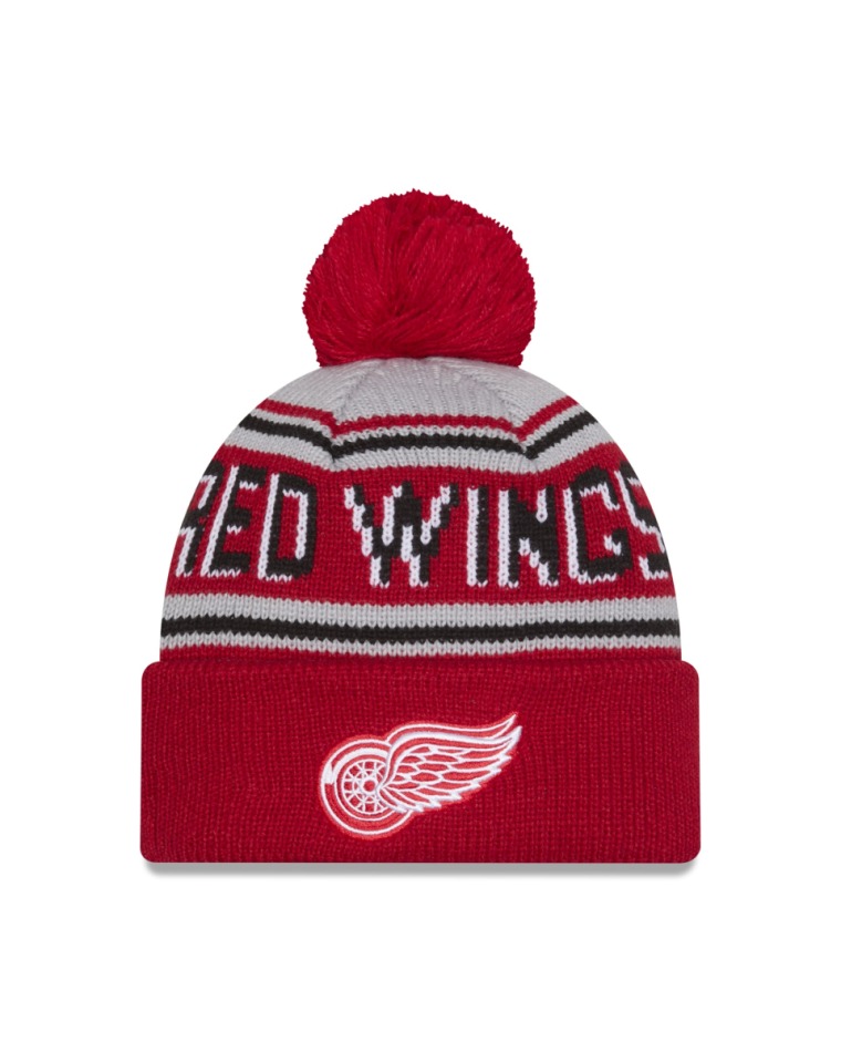Detroit Red Wings zimní čepice NHL Pom Wordmark - Detroit Red Wings kšiltovky, čepice, rukavice