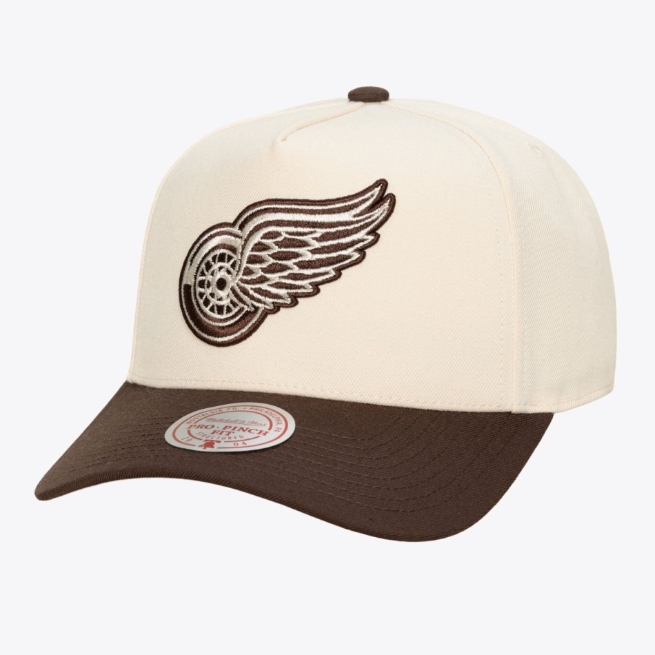Detroit Red Wings čepice baseballová kšiltovka NHL Brown and Cream Pro Snapback - Detroit Red Wings kšiltovky, čepice, rukavice