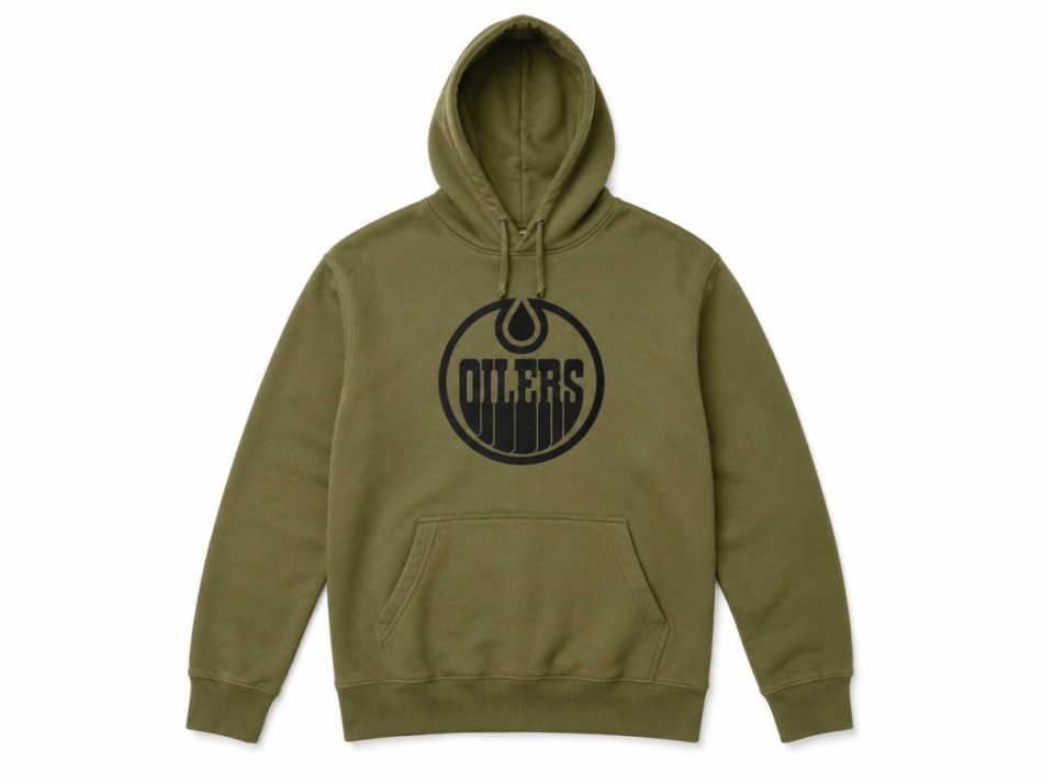 Edmonton Oilers pánská mikina s&nbsp;kapucí NHL Military green - Edmonton Oilers mikiny, bundy, kalhoty