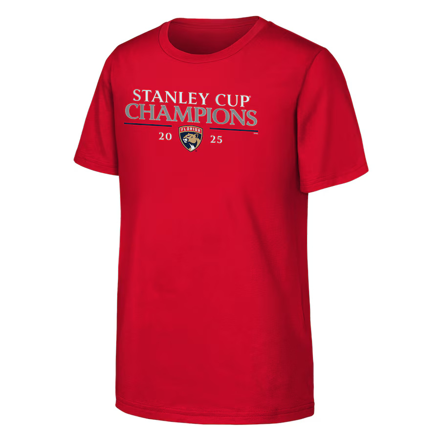 Florida Panthers dětské tričko 2025 Stanley Cup Champions Signature Roster red - Florida Panthers dětské oblečení