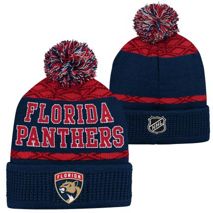 Florida Panthers dětská zimní čepice Puck Pattern Cuffed Pom - Florida Panthers dětské oblečení