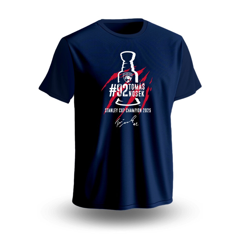 Florida Panthers pánské tričko Tomáš Nosek #92 Stanley Cup Champion 2025 Navy - Florida Panthers stanley Cup 2025