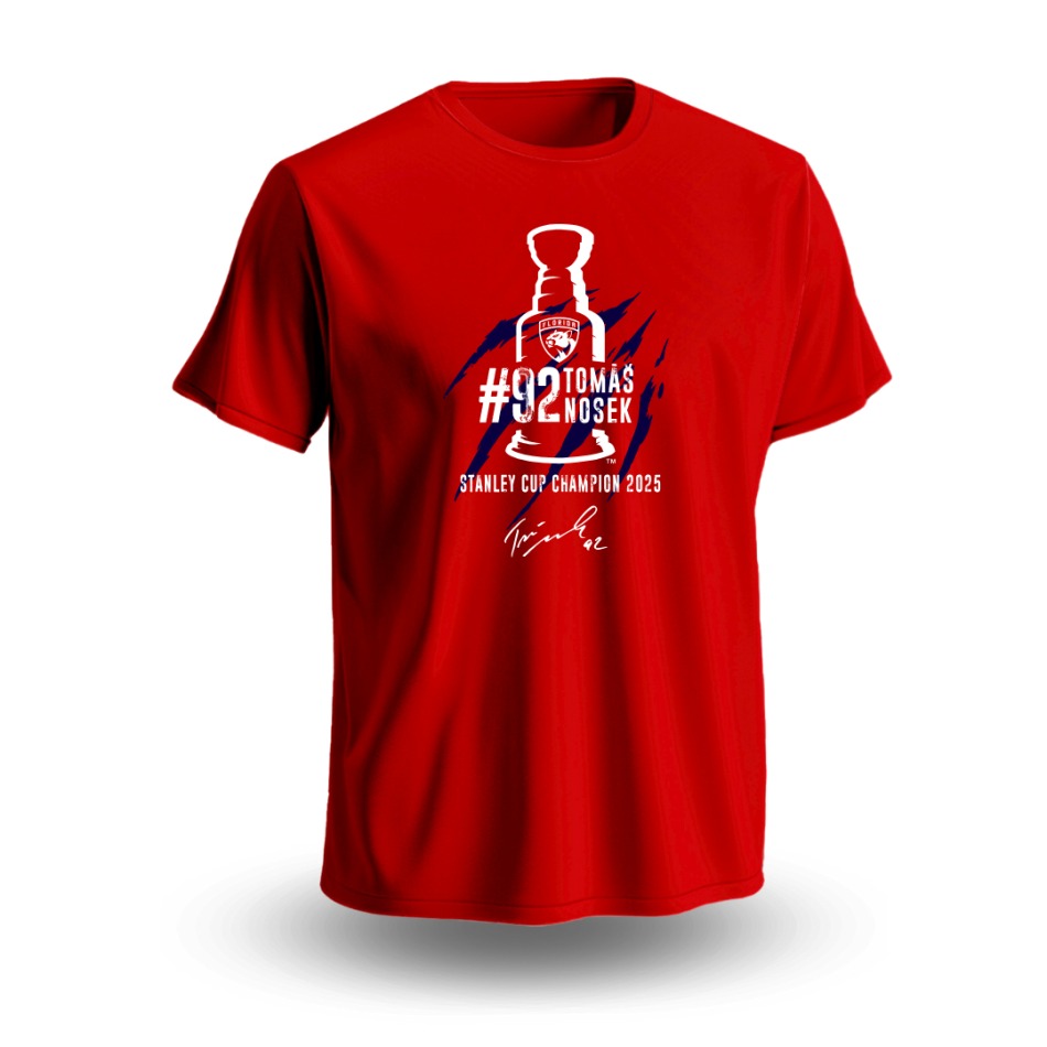 Florida Panthers pánské tričko Tomáš Nosek #92 Stanley Cup Champion 2025 red