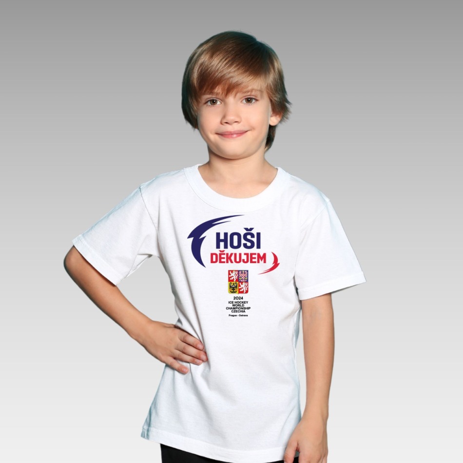 Hokejové reprezentace dětské tričko HOŠI DĚKUJEM Ice Hockey World Championship Czechia MS 2024 White