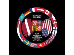 Hokejové reprezentace puk Ice Hockey World Championship Czechia MS 2024 Dueling 21.5.2024 Latvia vs. USA