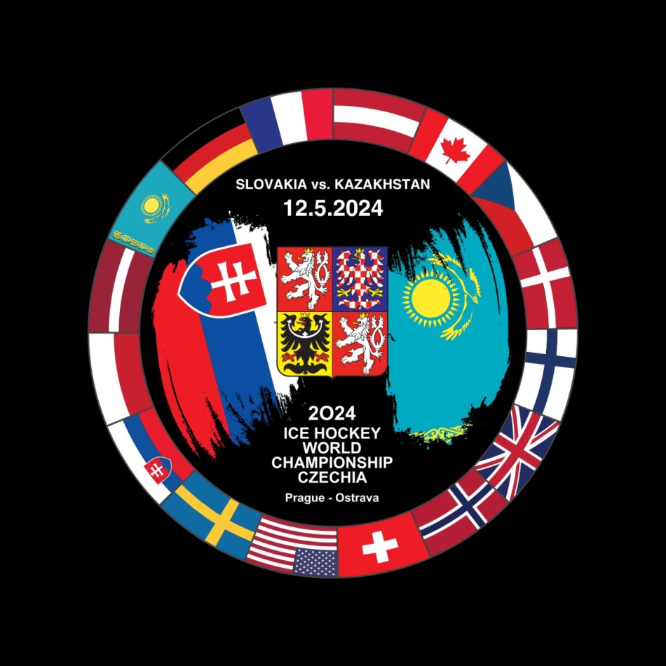 Hokejové reprezentace puk Ice Hockey World Championship Czechia MS 2024 Dueling 12.5.2024 Slovakia vs. Kazakhstan - Hokejové reprezentace hokejové vybavení