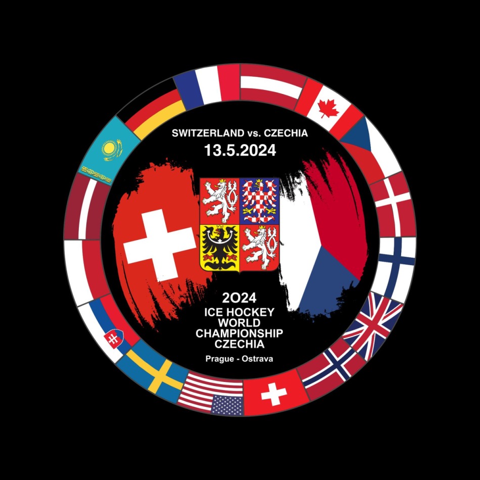 Hokejové reprezentace puk Ice Hockey World Championship Czechia MS 2024 Dueling 13.5.2024 Switzerland vs. Czechia - Hokejové reprezentace hokejové vybavení