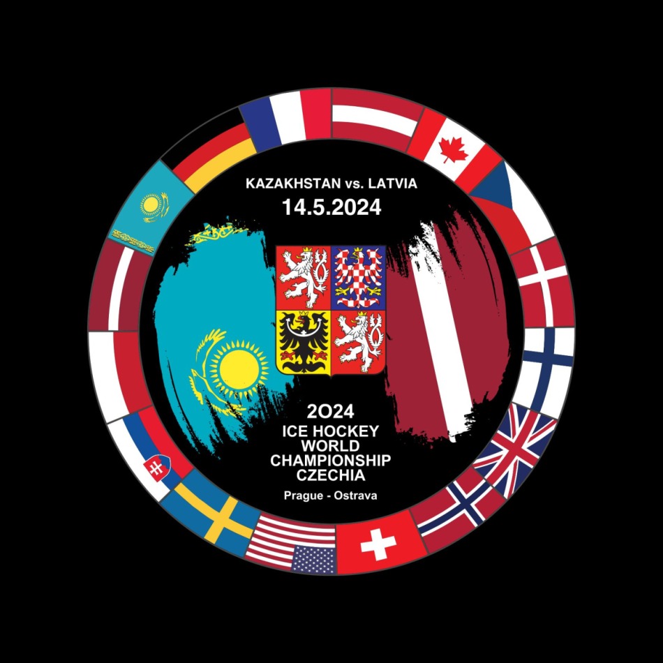 Hokejové reprezentace puk Ice Hockey World Championship Czechia MS 2024 Dueling 14.5.2024 Kazakhstan vs. Latvia - Hokejové reprezentace hokejové vybavení