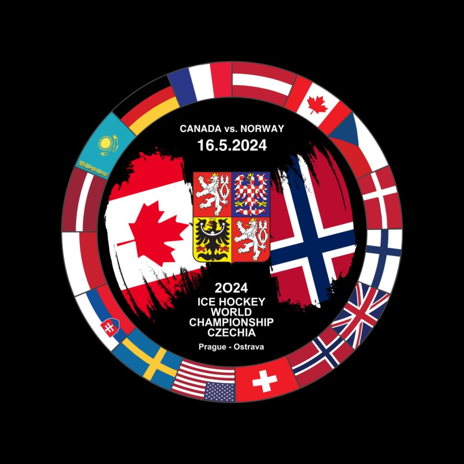 Hokejové reprezentace puk Ice Hockey World Championship Czechia MS 2024 Dueling 16.5.2024 Canada vs. Norway - Hokejové reprezentace hokejové vybavení