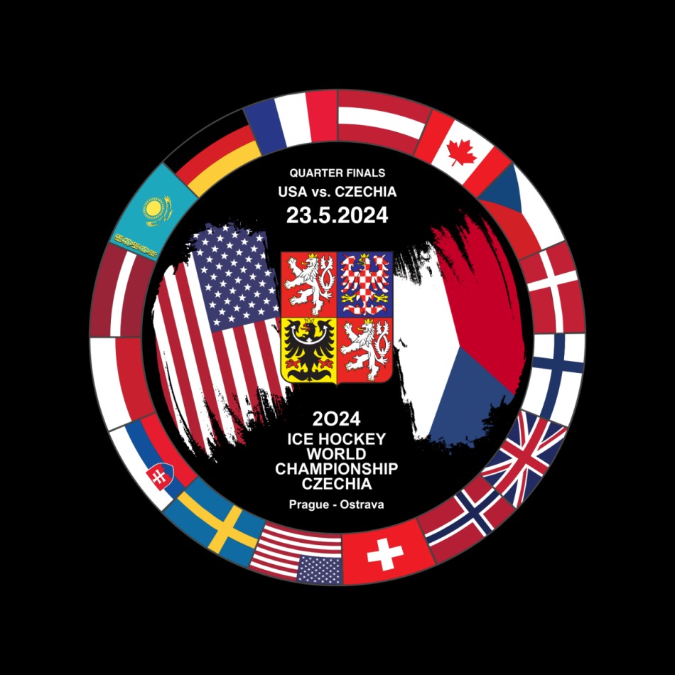 Hokejové reprezentace puk Ice Hockey World Championship Czechia MS 2024 Dueling 23.5.2024 USA vs. Czechia - Hokejové reprezentace hokejové vybavení