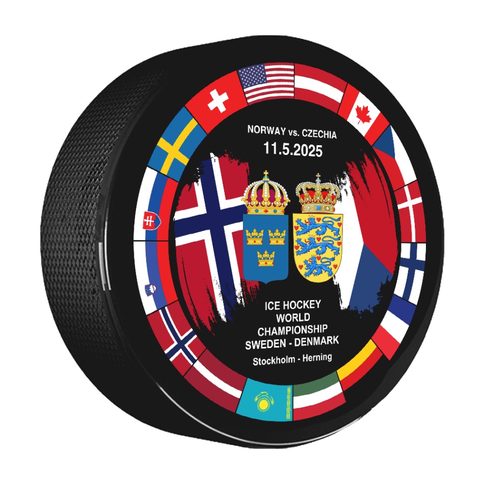 Hokejové reprezentace puk Ice Hockey World Championship Sweden | Denmark MS 2025 Dueling 11.05.2025 Norway vs. Czechia - Hokejové reprezentace hokejové vybavení