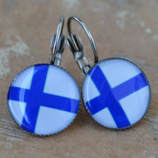 Hokejové reprezentace náušnice Flag Finland - Hokejové reprezentace klíčenky, náramky, šperky