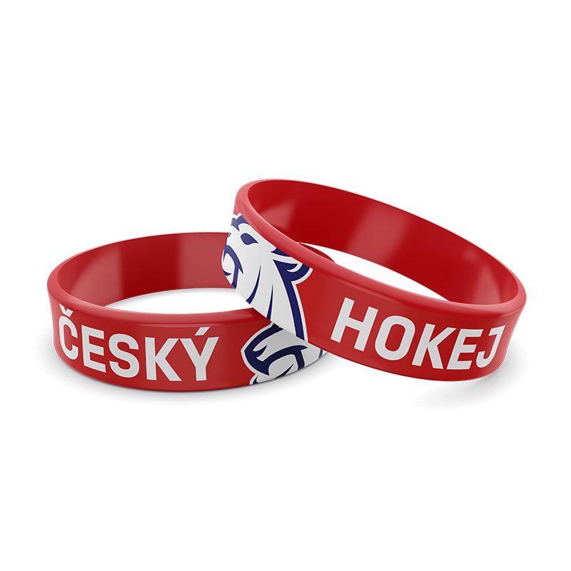 Hokejové reprezentace silikonový náramek Czech republic lion”s head red