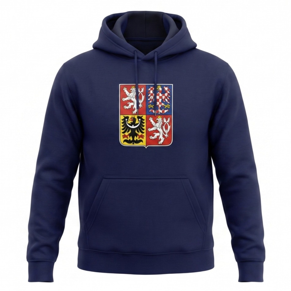 Hokejové reprezentace pánská mikina s kapucí Czech republic Emblem Navy