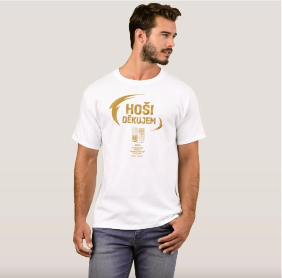 Hokejové reprezentace pánské tričko HOŠI DĚKUJEM Ice Hockey World Championship Czechia MS 2024 GOLD EDITION White