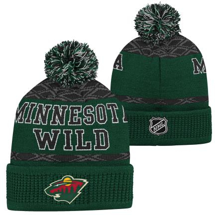 Minnesota Wild dětská zimní čepice Puck Pattern Cuffed Pom - Minnesota Wild dětské oblečení