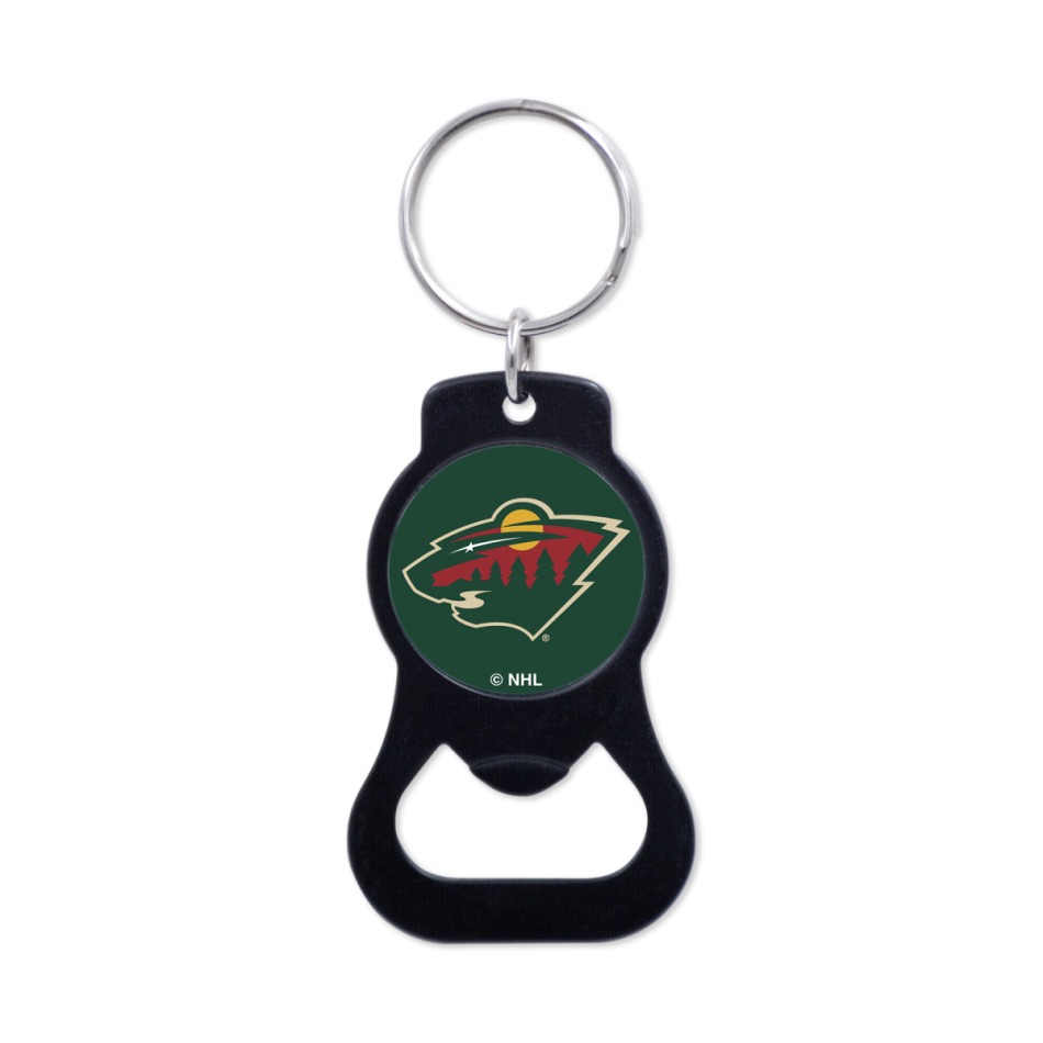 Minnesota Wild přívěšek s&nbsp;otvírakem Black Ring - Minnesota Wild klíčenky, náramky, šperky